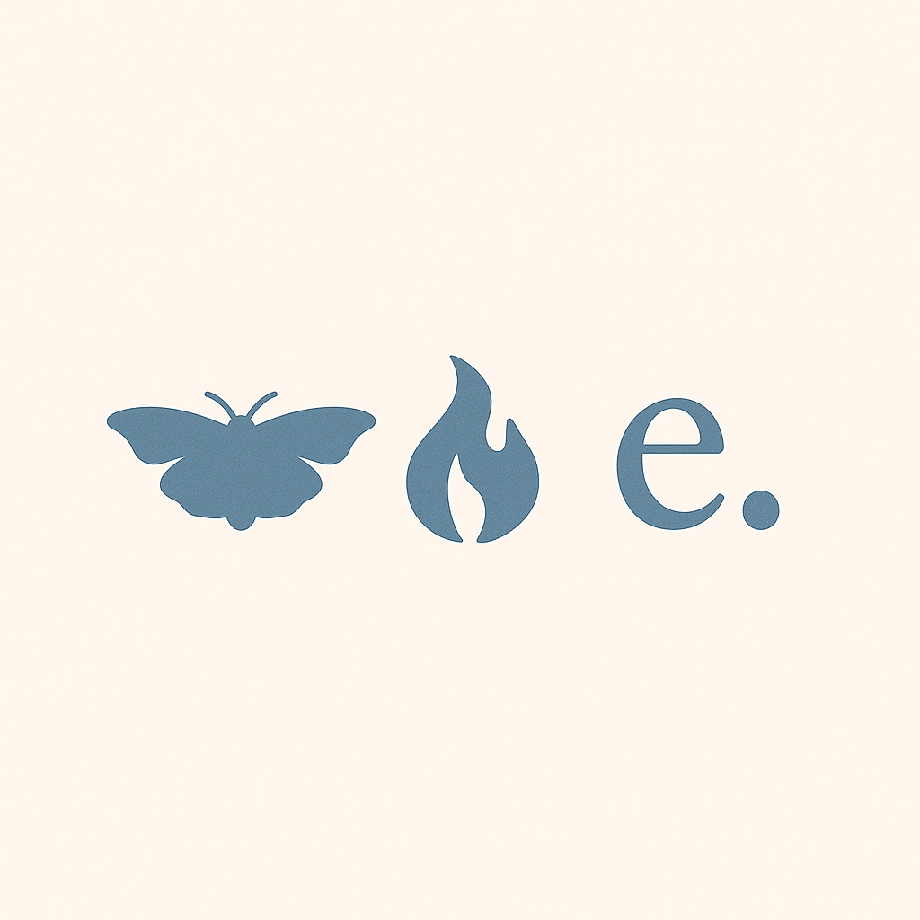 Emotiacore symbols: moth, flame, and e mark